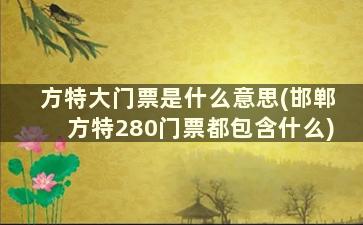 方特大门票是什么意思(邯郸方特280门票都包含什么)