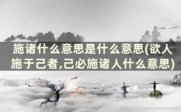 施诸什么意思是什么意思(欲人施于己者,己必施诸人什么意思)