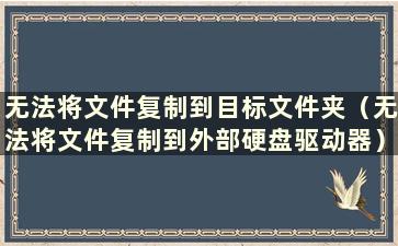 无法将文件复制到目标文件夹（无法将文件复制到外部硬盘驱动器）