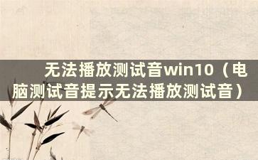 无法播放测试音win10（电脑测试音提示无法播放测试音）