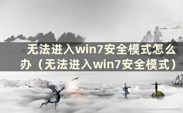 无法进入win7安全模式怎么办（无法进入win7安全模式）