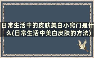 日常生活中的皮肤美白小窍门是什么(日常生活中美白皮肤的方法)