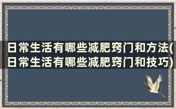 日常生活有哪些减肥窍门和方法(日常生活有哪些减肥窍门和技巧)