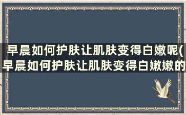 早晨如何护肤让肌肤变得白嫩呢(早晨如何护肤让肌肤变得白嫩嫩的)