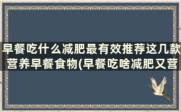 早餐吃什么减肥最有效推荐这几款营养早餐食物(早餐吃啥减肥又营养)