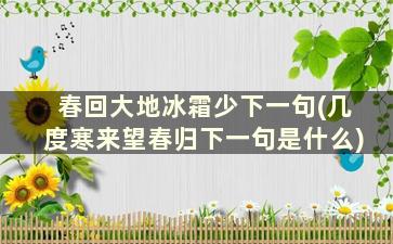 春回大地冰霜少下一句(几度寒来望春归下一句是什么)