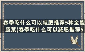 春季吃什么可以减肥推荐5种全能蔬菜(春季吃什么可以减肥推荐5种全能蔬菜汤)