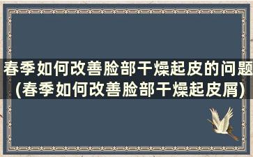 春季如何改善脸部干燥起皮的问题(春季如何改善脸部干燥起皮屑)