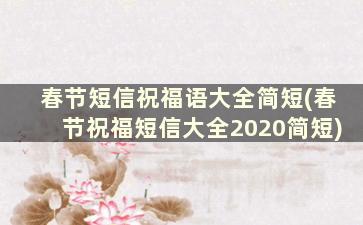 春节短信祝福语大全简短(春节祝福短信大全2020简短)