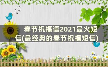 春节祝福语2021最火短信(最经典的春节祝福短信)