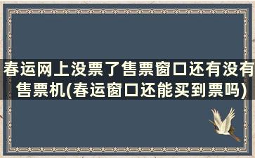 春运网上没票了售票窗口还有没有售票机(春运窗口还能买到票吗)