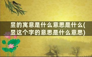 昱的寓意是什么意思是什么(昱这个字的意思是什么意思)