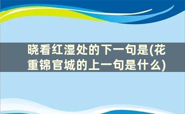 晓看红湿处的下一句是(花重锦官城的上一句是什么)