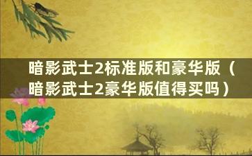 暗影武士2标准版和豪华版（暗影武士2豪华版值得买吗）