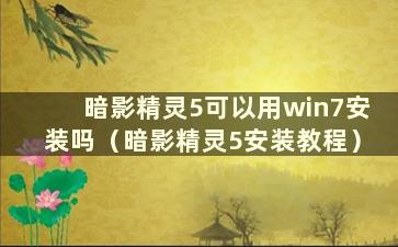 暗影精灵5可以用win7安装吗（暗影精灵5安装教程）