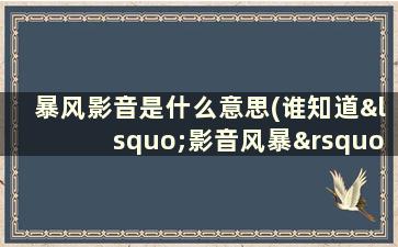 暴风影音是什么意思(谁知道‘影音风暴’是什么)