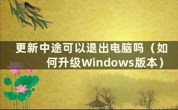 更新中途可以退出电脑吗（如何升级Windows版本）