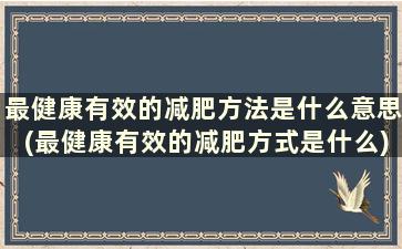 最健康有效的减肥方法是什么意思(最健康有效的减肥方式是什么)