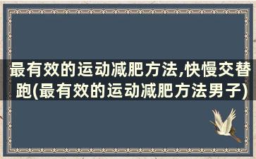 最有效的运动减肥方法,快慢交替跑(最有效的运动减肥方法男子)