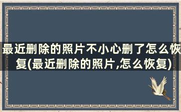 最近删除的照片不小心删了怎么恢复(最近删除的照片,怎么恢复)