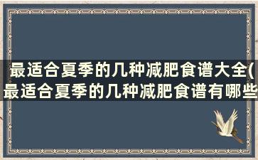 最适合夏季的几种减肥食谱大全(最适合夏季的几种减肥食谱有哪些)