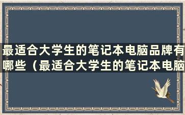 最适合大学生的笔记本电脑品牌有哪些（最适合大学生的笔记本电脑配置有哪些）