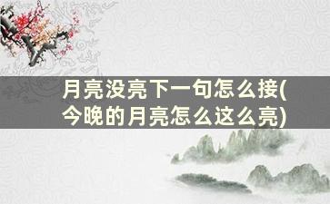 月亮没亮下一句怎么接(今晚的月亮怎么这么亮)