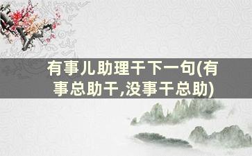 有事儿助理干下一句(有事总助干,没事干总助)