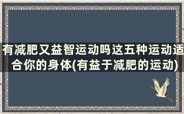 有减肥又益智运动吗这五种运动适合你的身体(有益于减肥的运动)