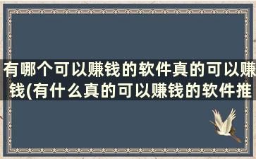 有哪个可以赚钱的软件真的可以赚钱(有什么真的可以赚钱的软件推荐么)