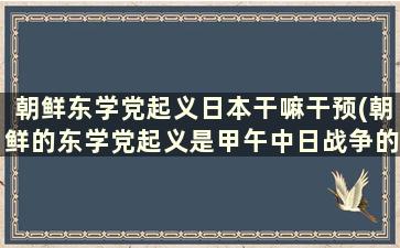 朝鲜东学党起义日本干嘛干预(朝鲜的东学党起义是甲午中日战争的主要原因)