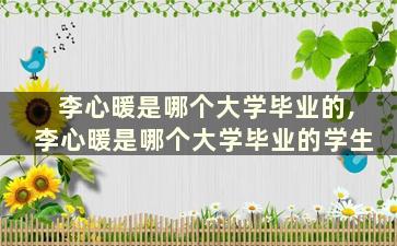 李心暖是哪个大学毕业的,李心暖是哪个大学毕业的学生