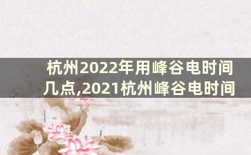 杭州2022年用峰谷电时间几点,2021杭州峰谷电时间