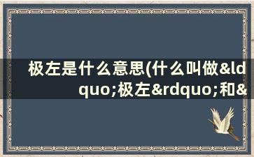 极左是什么意思(什么叫做“极左”和“极右”)