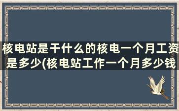 核电站是干什么的核电一个月工资是多少(核电站工作一个月多少钱)