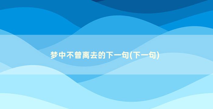 梦中不曾离去的下一句(下一句)