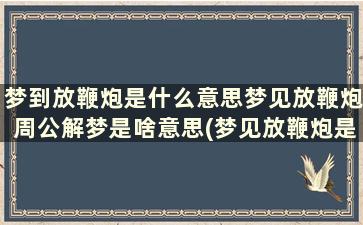 梦到放鞭炮是什么意思梦见放鞭炮周公解梦是啥意思(梦见放鞭炮是什么意思佛滔算命网)