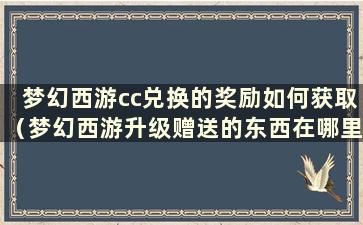 梦幻西游cc兑换的奖励如何获取（梦幻西游升级赠送的东西在哪里获取）