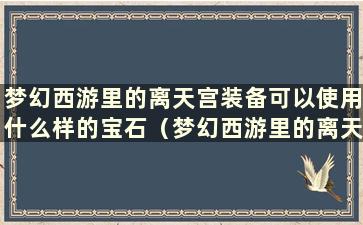 梦幻西游里的离天宫装备可以使用什么样的宝石（梦幻西游里的离天宫应该带什么法宝）