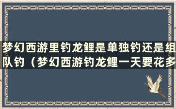 梦幻西游里钓龙鲤是单独钓还是组队钓（梦幻西游钓龙鲤一天要花多少钱）