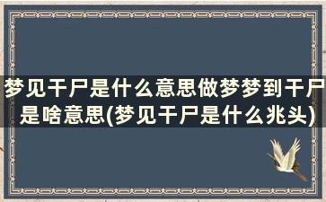 梦见干尸是什么意思做梦梦到干尸是啥意思(梦见干尸是什么兆头)