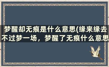 梦醒却无痕是什么意思(缘来缘去不过梦一场，梦醒了无痕什么意思)