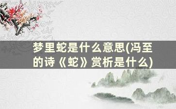 梦里蛇是什么意思(冯至的诗《蛇》赏析是什么)