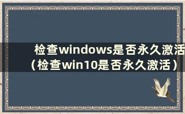 检查windows是否永久激活（检查win10是否永久激活）