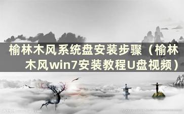 榆林木风系统盘安装步骤（榆林木风win7安装教程U盘视频）