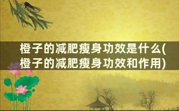 橙子的减肥瘦身功效是什么(橙子的减肥瘦身功效和作用)