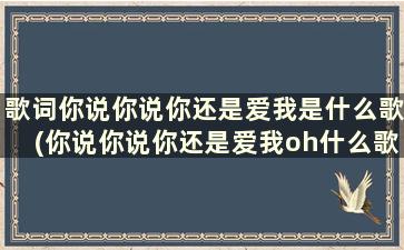 歌词你说你说你还是爱我是什么歌(你说你说你还是爱我oh什么歌)