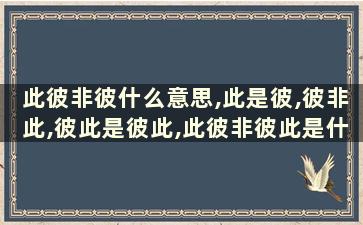 此彼非彼什么意思,此是彼,彼非此,彼此是彼此,此彼非彼此是什么意思