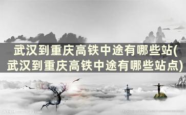 武汉到重庆高铁中途有哪些站(武汉到重庆高铁中途有哪些站点)