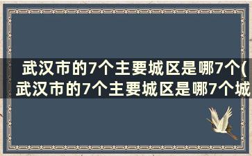 武汉市的7个主要城区是哪7个(武汉市的7个主要城区是哪7个城市)